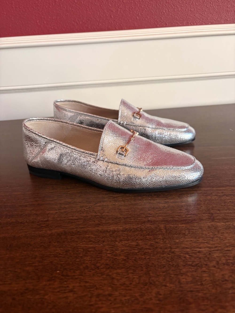 NWOT Sam Edelman Lorraine Bit Loafers | 8.5W | Silver Metallic Leather